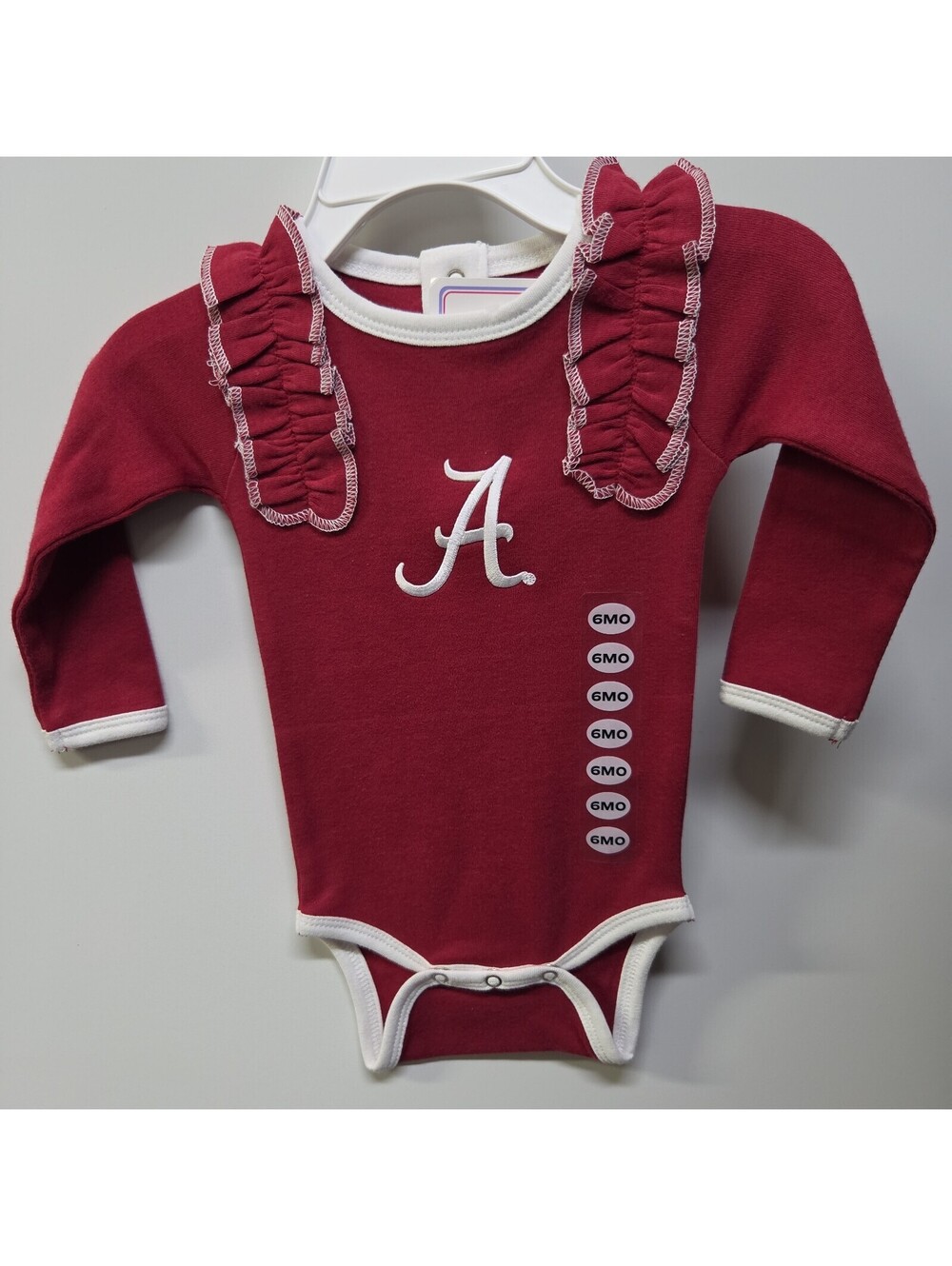 Alabama Crimson Bodysuit With Ruffles Baby Girl Size 6 Months